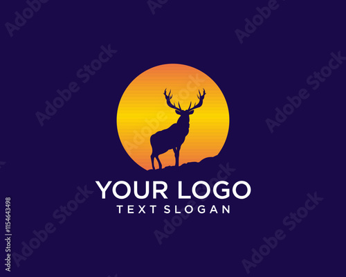 Wild deer moon silhouette logo