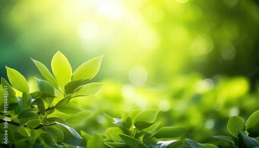 Lush Green Leaves with Blurred Background in a Natural Garden Setting Emphasizing the Beauty of Nature and Freshness in Springtime Atmosphere Lush Green Leaves with Blurred Background in a Natural Garden Setting Emphasizing the Beauty of Nature and Freshness in Springtime Atmosphere