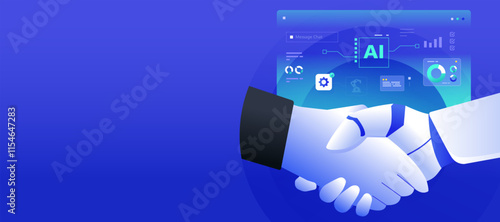 Ai Robot Handshake Collaboration illustration Banner