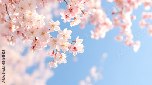 Wallpaper Mural Blossoming cherry flowers create stunning display against clear blue sky, evoking feelings of spring and renewal. delicate petals and vibrant colors enhance beauty of nature Torontodigital.ca