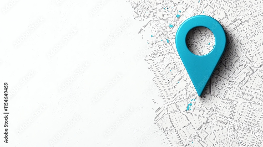 A blue location pin on a map background, symbolizing navigation and geography.