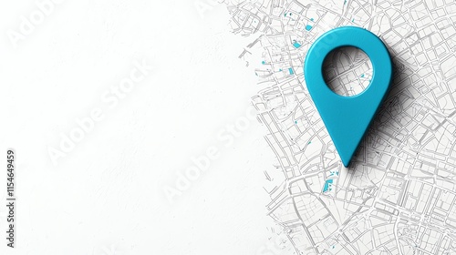 Obraz na płótnie A blue location pin on a map background, symbolizing navigation and geography. w salonie
