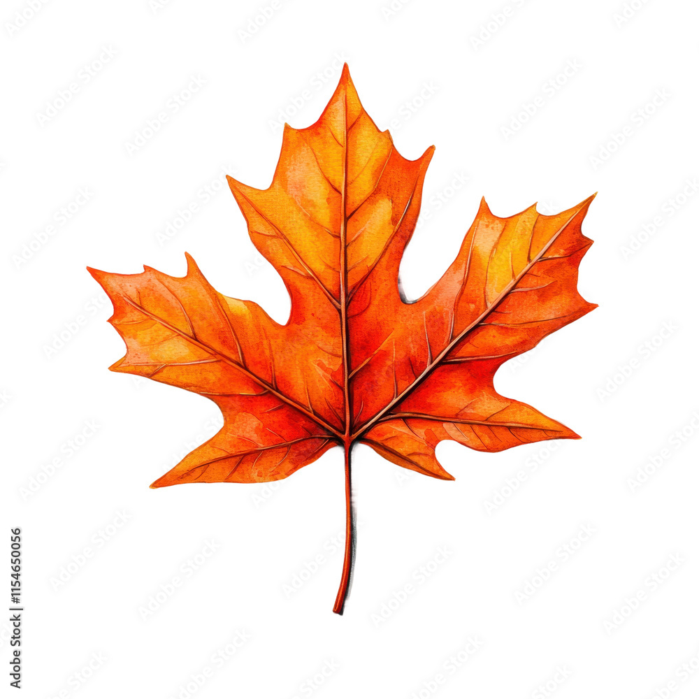Fototapeta premium Elegant Watercolor Painting of a Maple Leaf