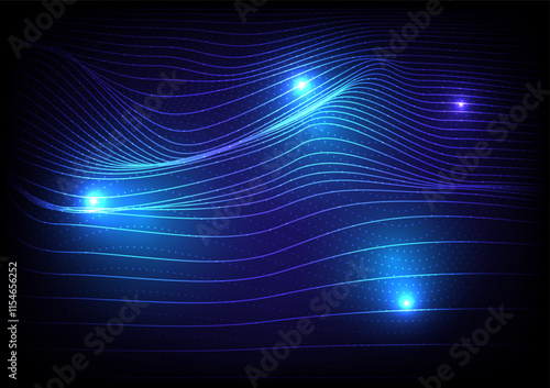 Abstract background with blue lines curve connection