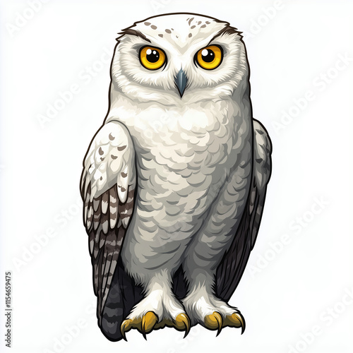 Snowy owl bird illustration on a white background photo