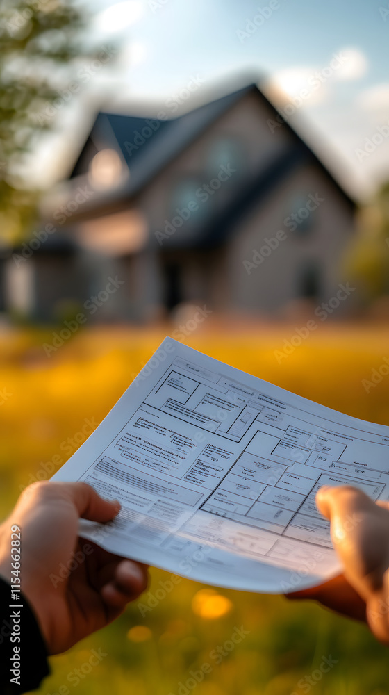Naklejka premium Document and New House