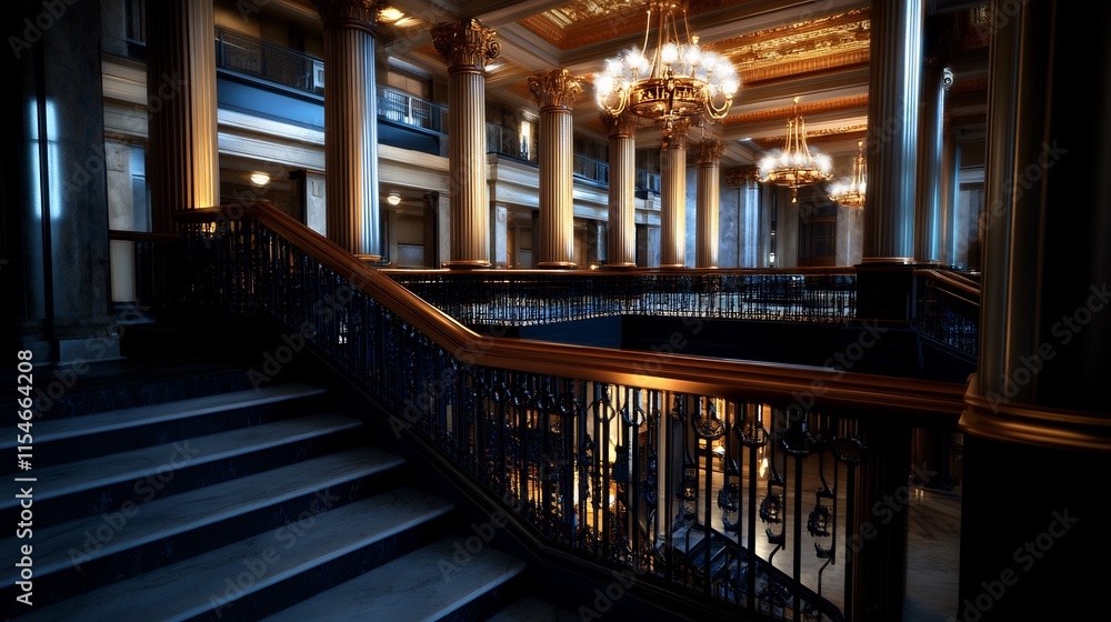 Fototapeta premium Grand Staircase in a Luxurious Gilded Hall