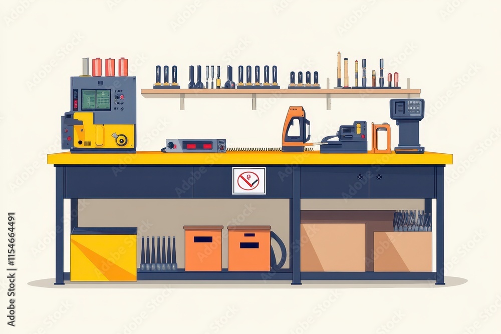 Industrial Safety Sign and Organized Workspace Design Industrial Safety Sign and Organized Workspace Design