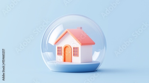 Wallpaper Mural Miniature house in glass dome against soft blue background showcasing creative design. Torontodigital.ca