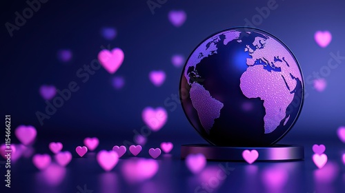 A colorful globe with love symbols, representing global unity and affection.