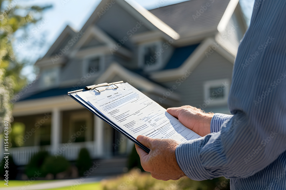 Naklejka premium Home Inspection Report and Two-Story House