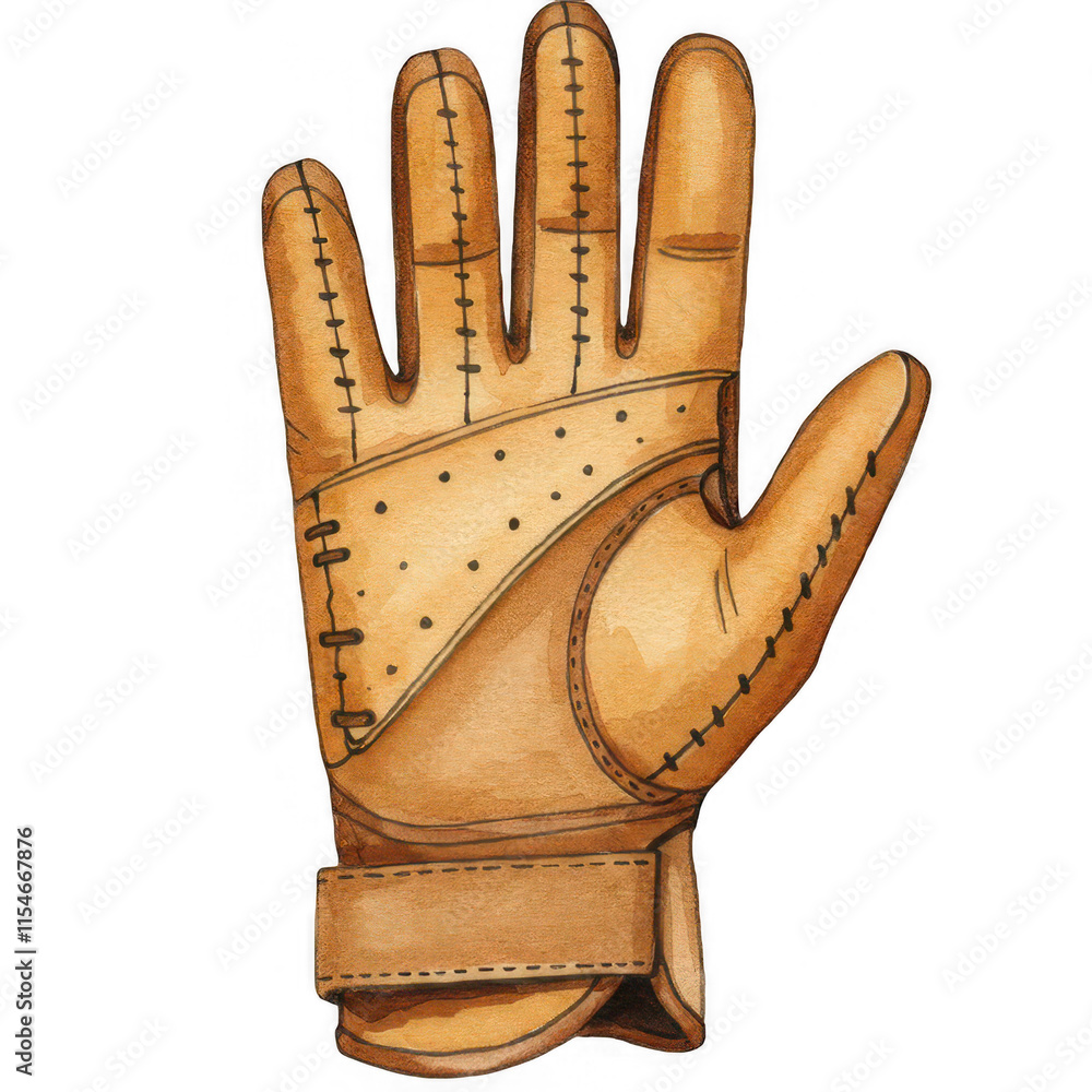 Obraz premium Vintage Leather Goalkeeper Glove Illustration Digital Art Transparent Background Sports Environment Side View Art Concept for SEO Impact