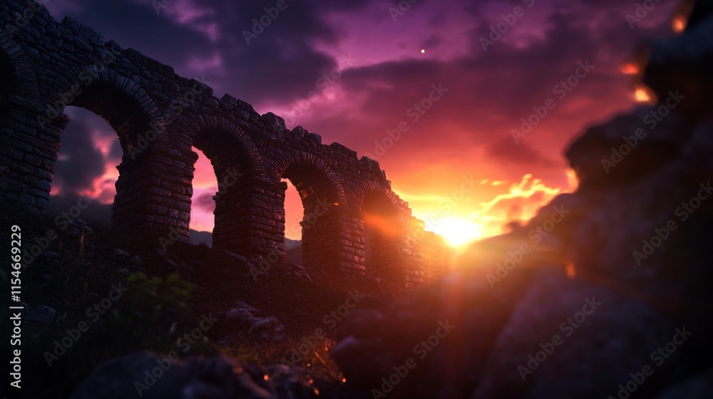 Ancient Ruins at Sunset: A Serene and Dramatic Scene Ancient Ruins at Sunset: A Serene and Dramatic Scene