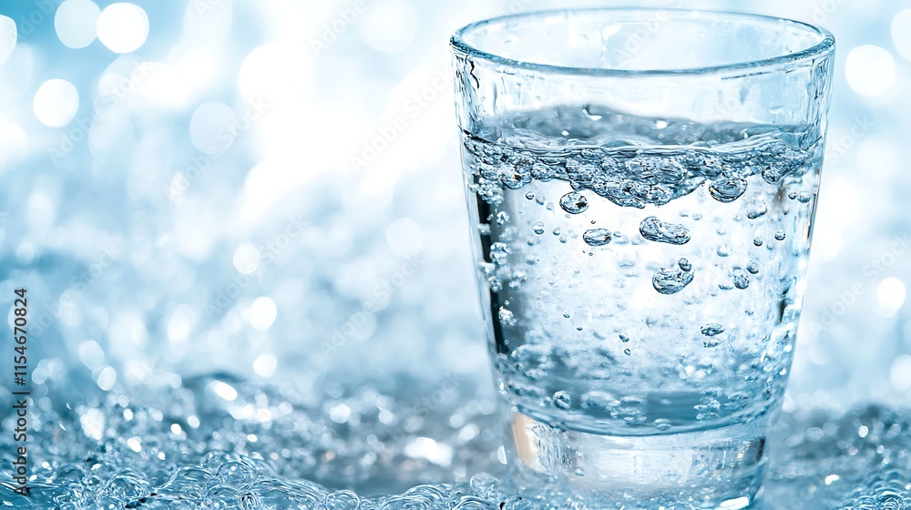 12. A close-up of a glass of water with clear liquid, positioned perfectly in the center of a white space 12. A close-up of a glass of water with clear liquid, positioned perfectly in the center of a white space