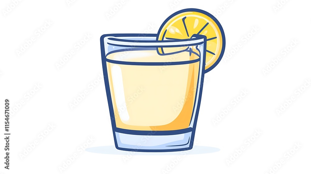 6. A glass of water with a lemon slice on the rim, placed on a white background, highlighting the freshness