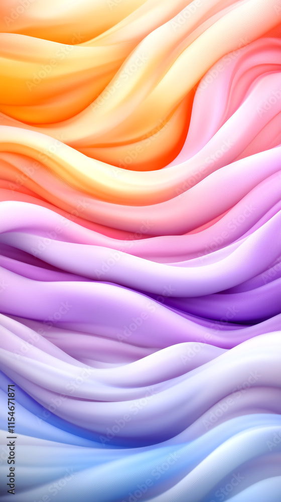 Obraz premium A colorful, flowing piece of fabric with a rainbow pattern. The colors are bright and vibrant, creating a sense of energy and movement. The fabric appears to be made of a soft, flowing material
