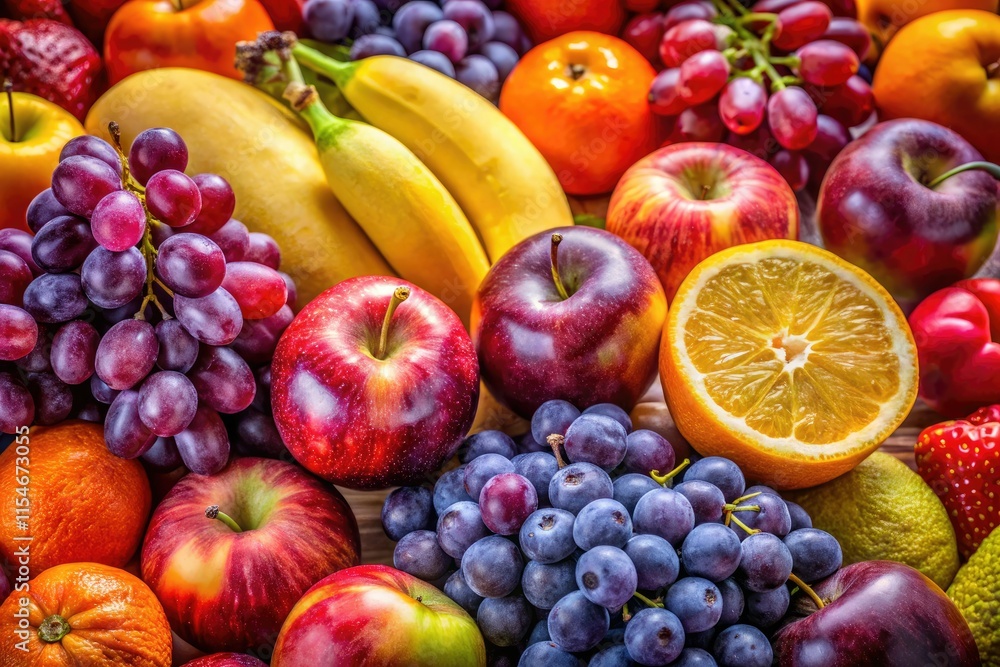 A colorful still life: fresh, delicious fruits overflow, promising healthy eating and summer joy. A colorful still life: fresh, delicious fruits overflow, promising healthy eating and summer joy.