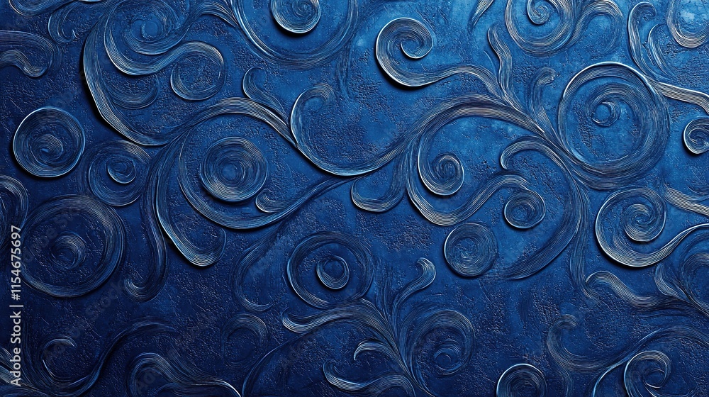 Intricate Textured Blue Background With Elegant Swirling Lines Intricate Textured Blue Background With Elegant Swirling Lines