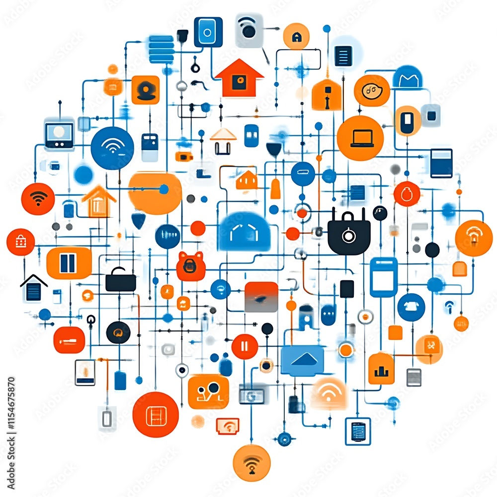 Obraz premium Interconnected Smart Home Devices Network System