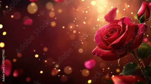 Valentine's Day or Wedding Background with Beautiful Roses. Concept for a romantic party invitation or love message. Premium and luxurious Ai-Generative.