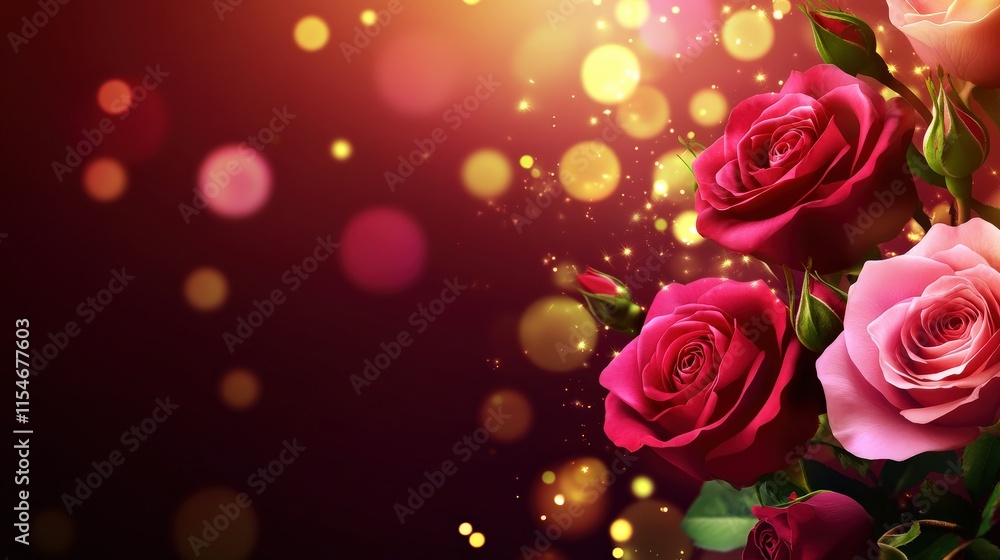 Valentine's Day or Wedding Background with Beautiful Roses. Concept for a romantic party invitation or love message. Premium and luxurious Ai-Generative. Valentine's Day or Wedding Background with Beautiful Roses. Concept for a romantic party invitation or love message. Premium and luxurious Ai-Generative.