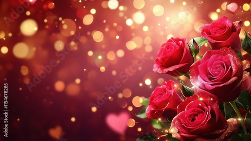 Valentine's Day or Wedding Background with Beautiful Roses. Concept for a romantic party invitation or love message. Premium and luxurious Ai-Generative.