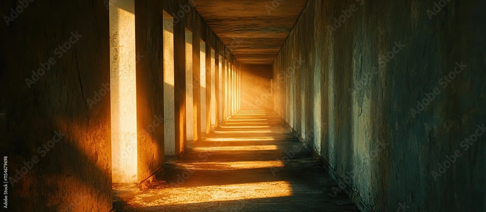 Sunlit Passage: A Golden Ray Illuminates an Ancient Corridor Sunlit Passage: A Golden Ray Illuminates an Ancient Corridor