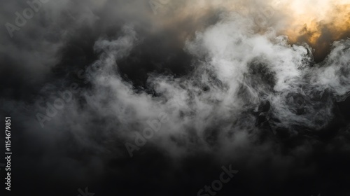 2. A close-up of industrial smoke drifting in the air, with a dark and polluted sky overhead