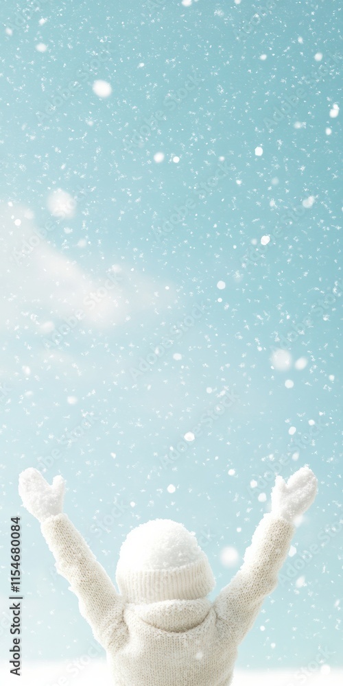 Festive Digital Snowman in Winter Wonderland Greeting Card with Falling Snowflakes Festive Digital Snowman in Winter Wonderland Greeting Card with Falling Snowflakes