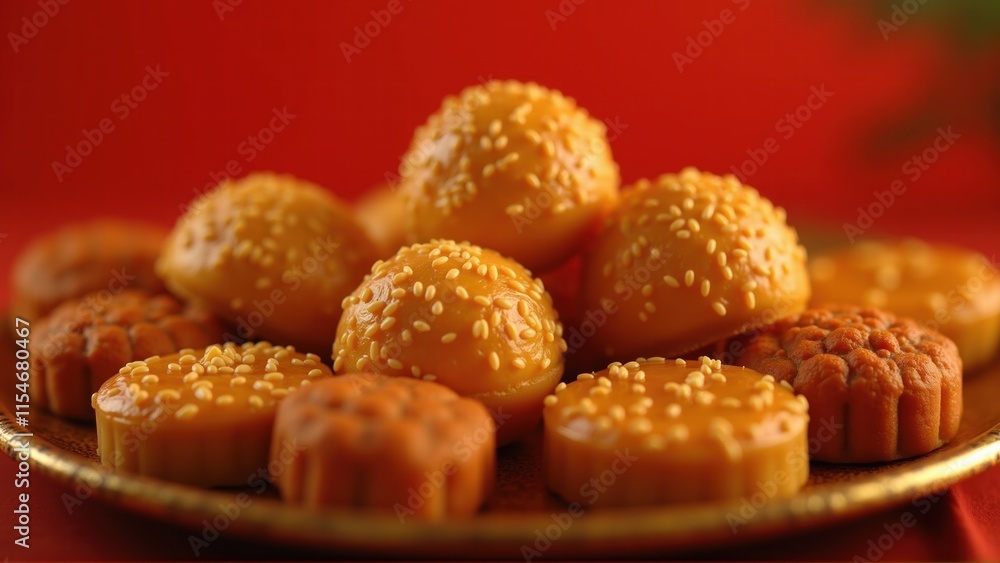 Sesame Seed Cakes, Asian Sweets, Dessert - High-quality food photog. Sesame Seed Cakes, Asian Sweets, Dessert - High-quality food photog.