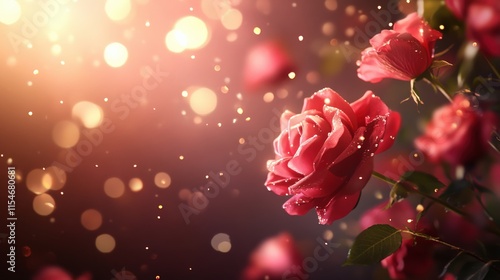 Valentine's Day or Wedding Background with Beautiful Roses. Concept for a romantic party invitation or love message. Premium and luxurious Ai-Generative.