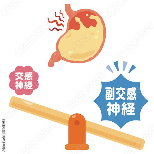 副交感神経が優位になって働きが過剰になる胃のイラスト