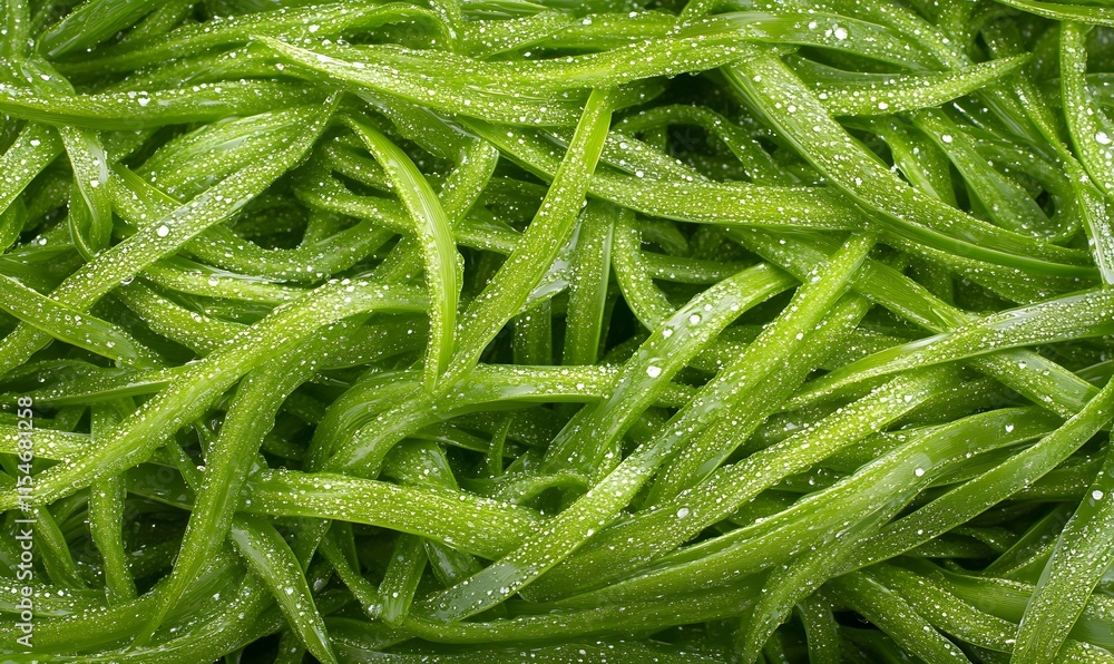 Close-up of fresh, green beans with water droplets. Close-up of fresh, green beans with water droplets.