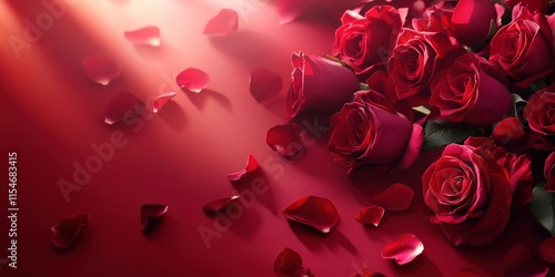 Valentine's Day or Wedding Background with Beautiful Roses. Concept for a romantic party invitation or love message. Premium and luxurious Ai-Generative.
