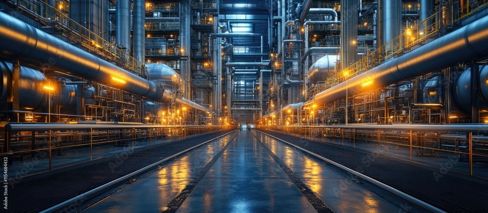Illuminated Industrial Complex: A Nighttime Perspective of a Modern Refinery Illuminated Industrial Complex: A Nighttime Perspective of a Modern Refinery