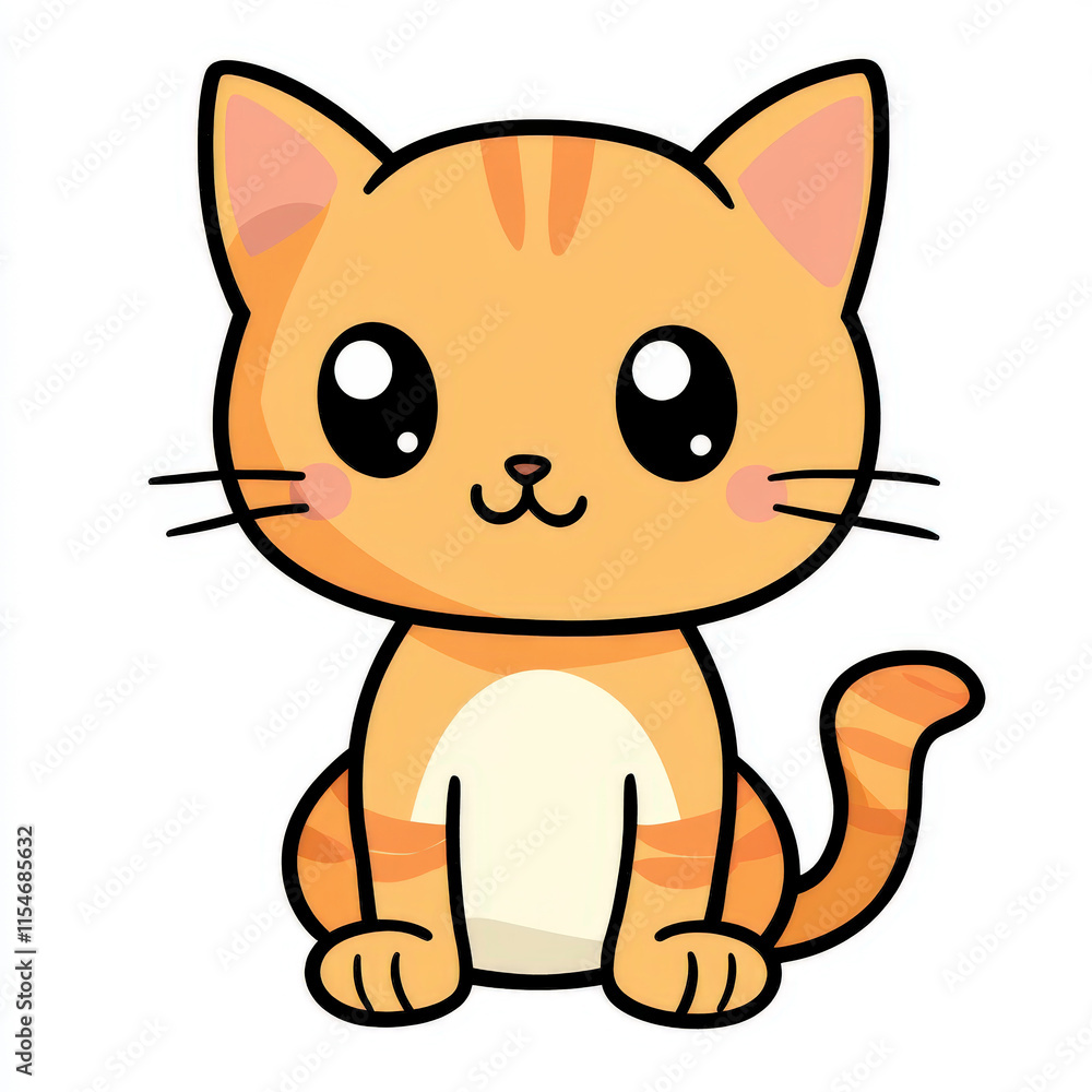 Cute and Playful Cartoon Cat Character with Orange Stripes and Big Eyes, Perfect for Children's Illustrations and Pet-Themed Designs Cute and Playful Cartoon Cat Character with Orange Stripes and Big Eyes, Perfect for Children's Illustrations and Pet-Themed Designs
