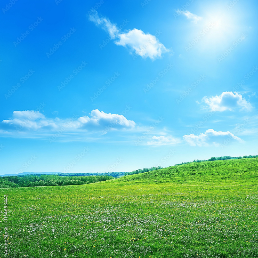 green field and blue sky green field and blue sky
