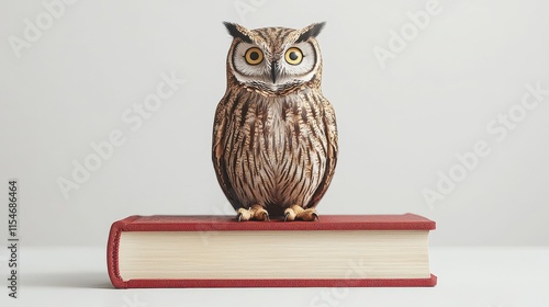 Wallpaper Mural A decorative owl figurine perched atop a vintage book, combining elements of nature and literature in a charming display. Torontodigital.ca