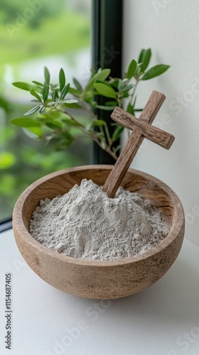 Sacred ritual: embracing Ash Wednesday as time for penance, reflection, acknowledgment of human mortality, symbolized by imposition of ashes, guiding believers into season of faith, devotion. photo