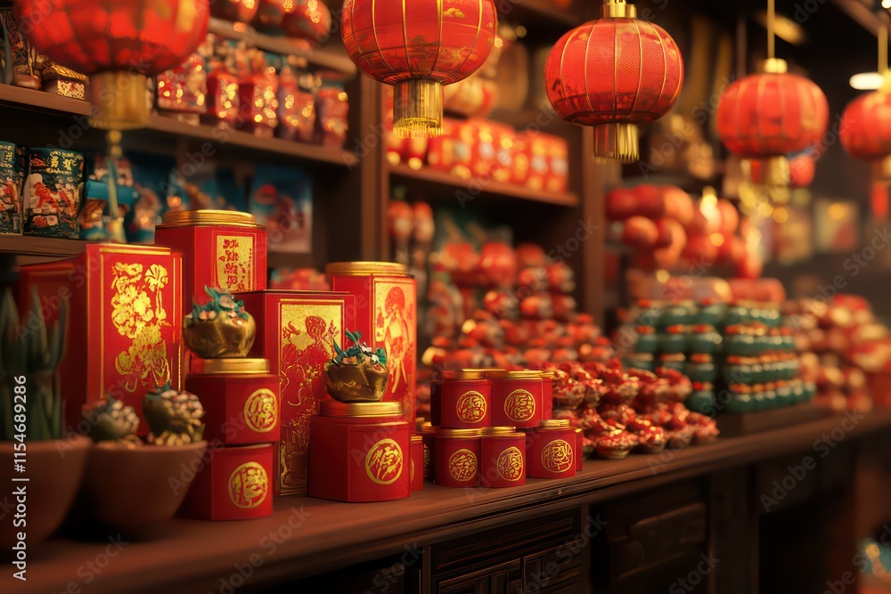 A 3D render of a Chinese New Year sale background, showcasing traditional elements like red lanterns and lucky symbols for the anniversary celebration. A 3D render of a Chinese New Year sale background, showcasing traditional elements like red lanterns and lucky symbols for the anniversary celebration.