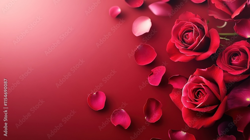 Valentine's Day or Wedding Background with Beautiful Roses. Concept for a romantic party invitation or love message. Premium and luxurious Ai-Generative. Valentine's Day or Wedding Background with Beautiful Roses. Concept for a romantic party invitation or love message. Premium and luxurious Ai-Generative.