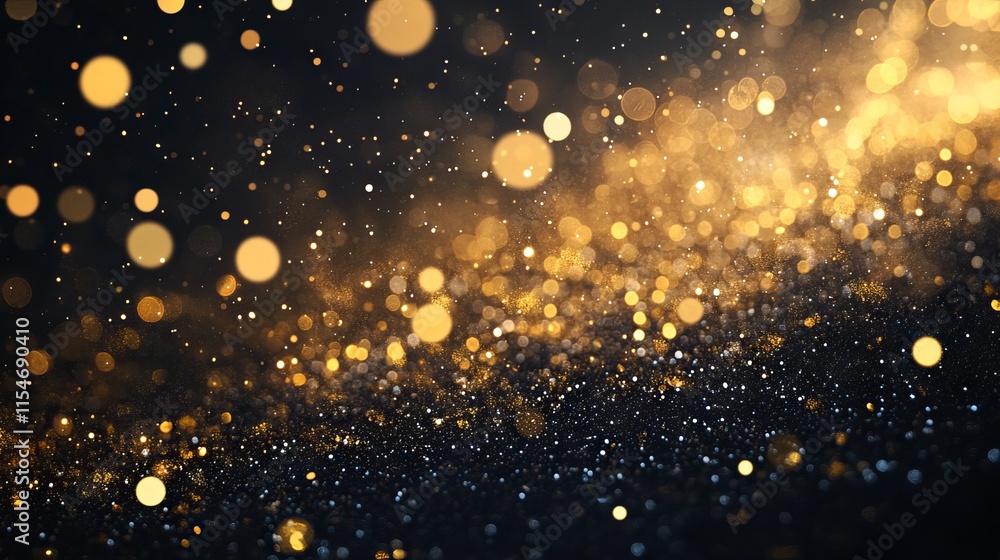 Abstract luxury gold background with glittering particles, bokeh lights, and golden foil texture - elegant holiday design for christmas or festive celebrations Abstract luxury gold background with glittering particles, bokeh lights, and golden foil texture - elegant holiday design for christmas or festive celebrations