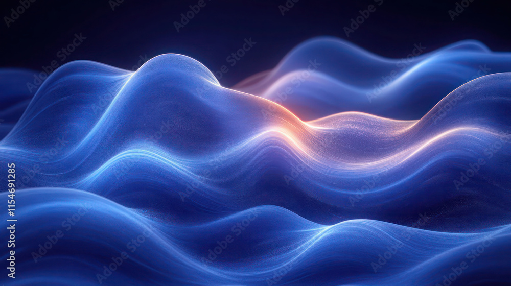 Obraz premium Abstract blue background with smooth wavy lines
