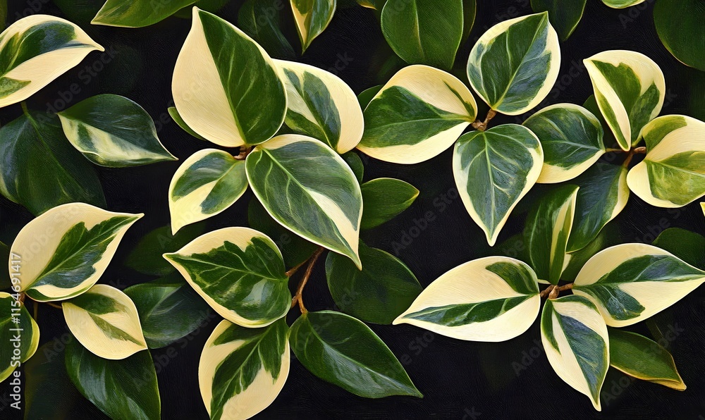 Lush green and cream variegated foliage. Lush green and cream variegated foliage.