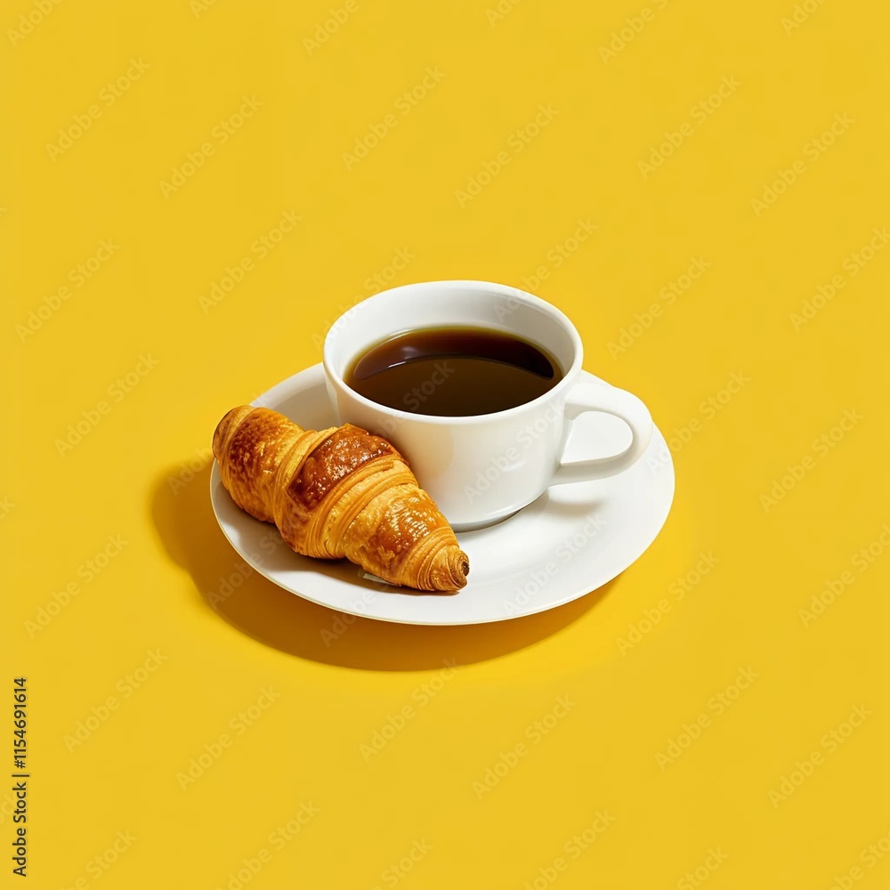 cup of coffee and croissant cup of coffee and croissant