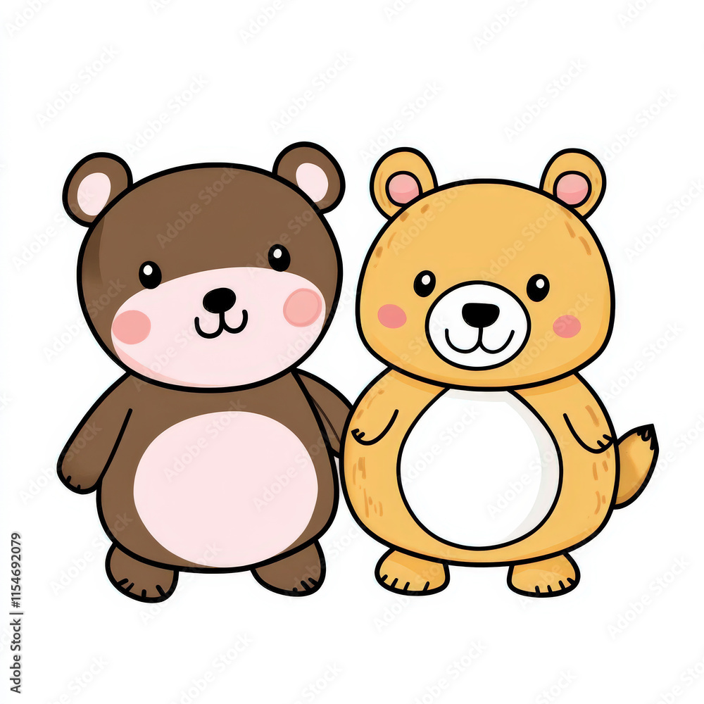 Cute and Adorable Cartoon Bears Standing Together in a Cheerful Pose, Perfect for Kid’s Art, Children’s Books, and Fun Illustrations Cute and Adorable Cartoon Bears Standing Together in a Cheerful Pose, Perfect for Kid’s Art, Children’s Books, and Fun Illustrations