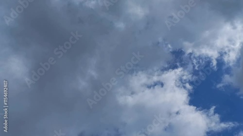 Timelapse. Sunlight And Sunray At Daylight Sunshine Day. Cloudscape Traveling Over A Wide Space Of Nature Clear Sky. Clouds Moving In Opposite Direction.