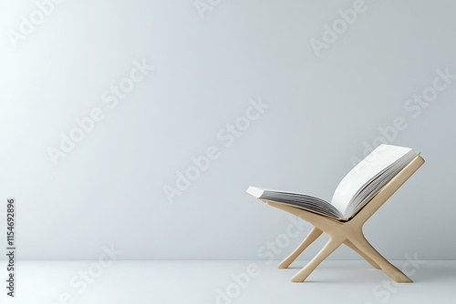 Stylish Wooden Book Stand - Modern Minimalist Design photo