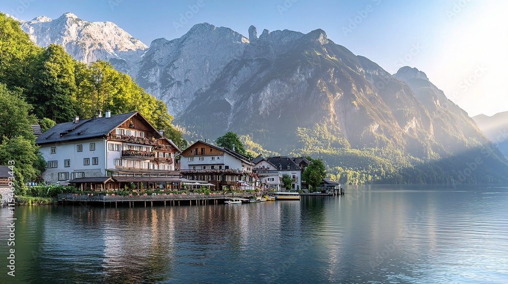 Fototapeta premium Majestic Sunrise Over Lake Königssee with Scenic Watzmann Mountain
