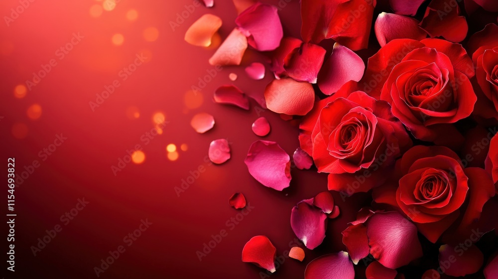 Valentine's Day or Wedding Background with Beautiful Roses. Concept for a romantic party invitation or love message. Premium and luxurious Ai-Generative. Valentine's Day or Wedding Background with Beautiful Roses. Concept for a romantic party invitation or love message. Premium and luxurious Ai-Generative.